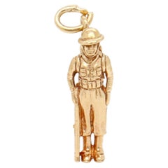 Vintage 14K Gold Figural U.S. Army Soldier Charm for a Bracelet