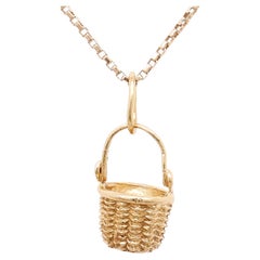 Vintage 14K Gold Figural Wicker or Nantucket Basket Charm