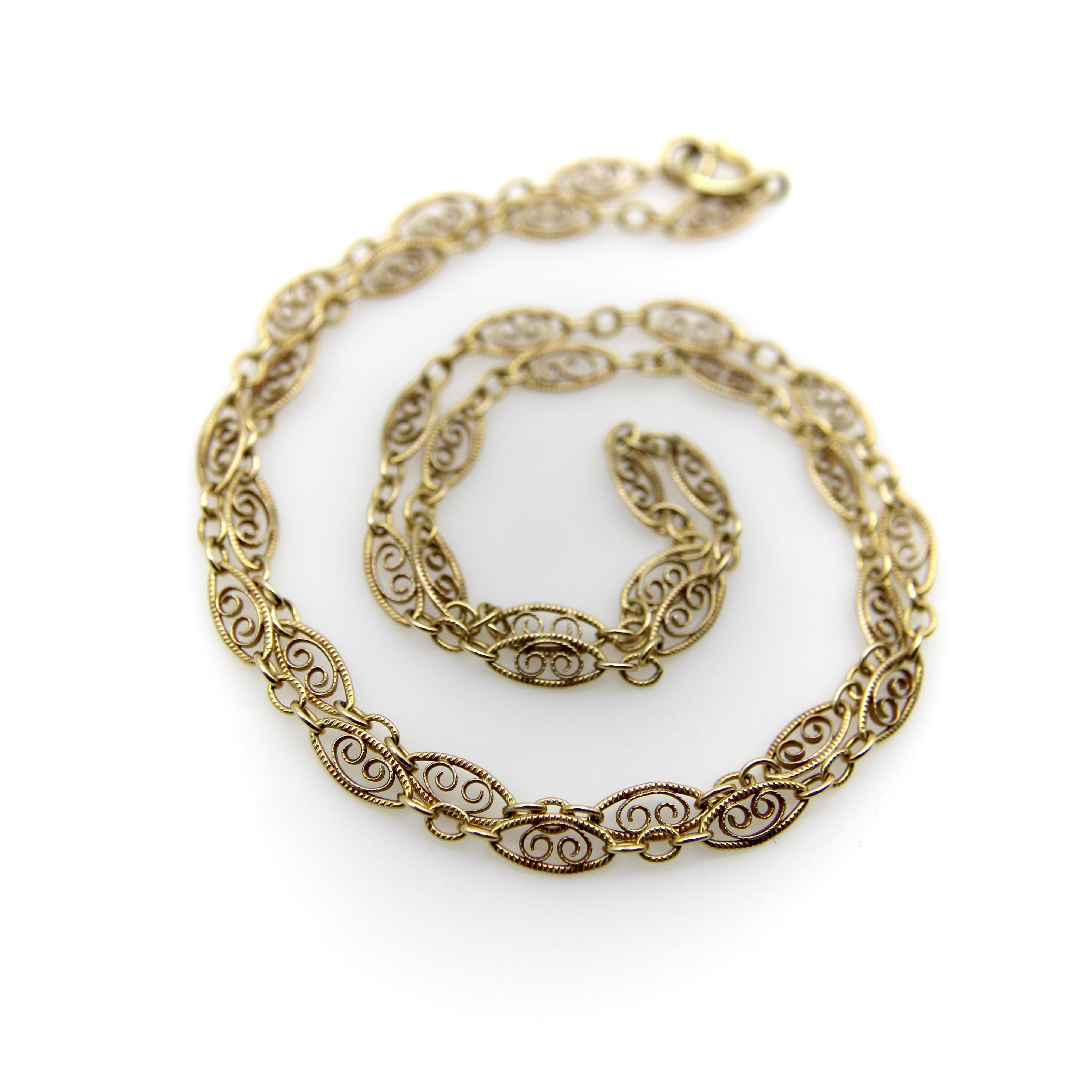 Moderno Catena in filigrana d'oro 14K vintage in vendita