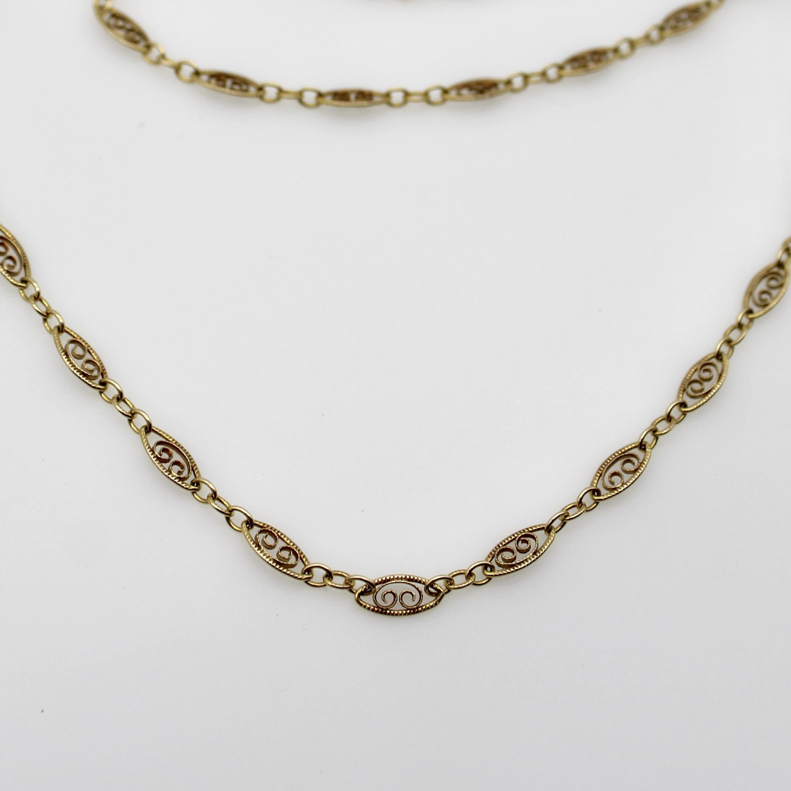 Catena in filigrana d'oro 14K vintage In condizioni buone in vendita a Venice, CA