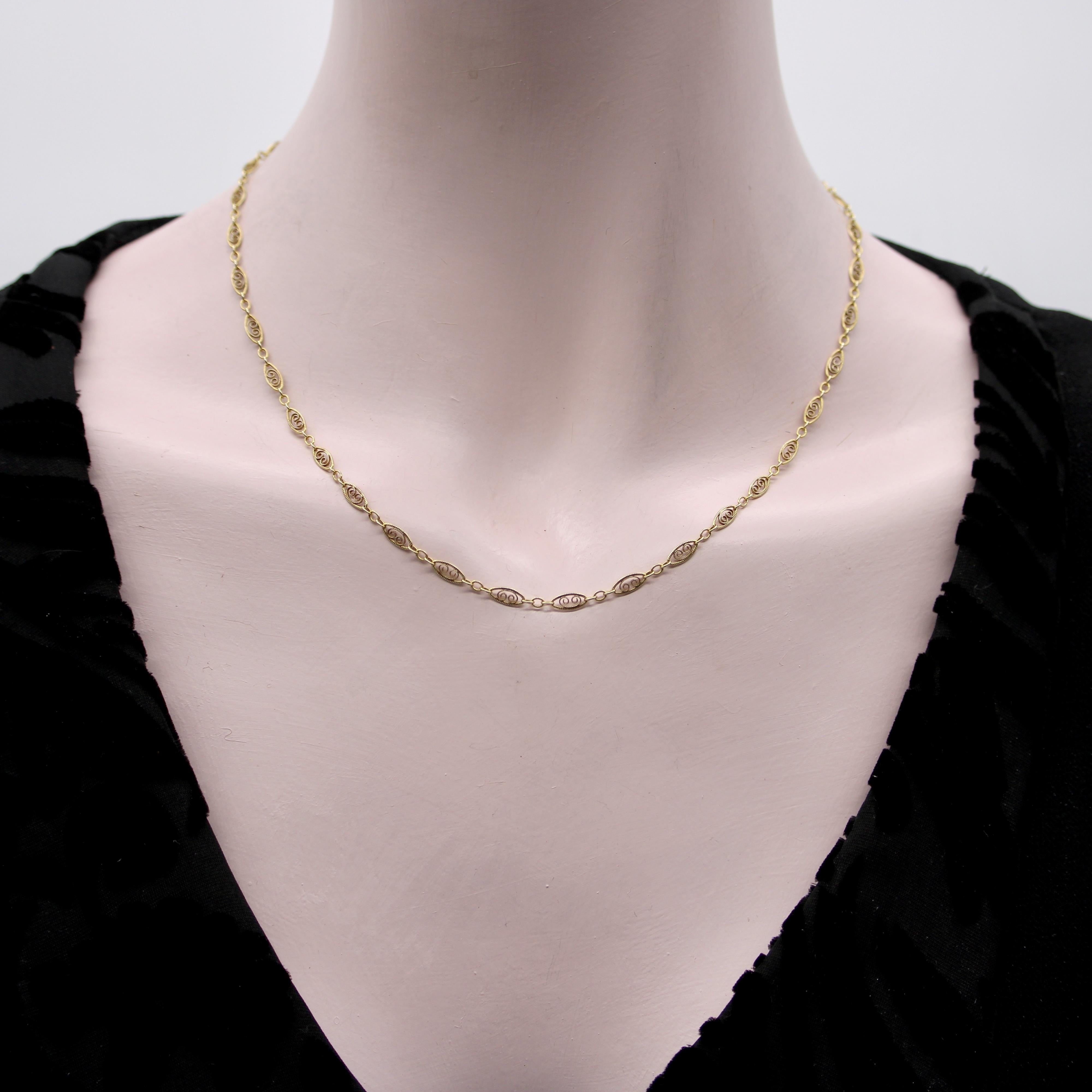 da uomo o donna Catena in filigrana d'oro 14K vintage in vendita