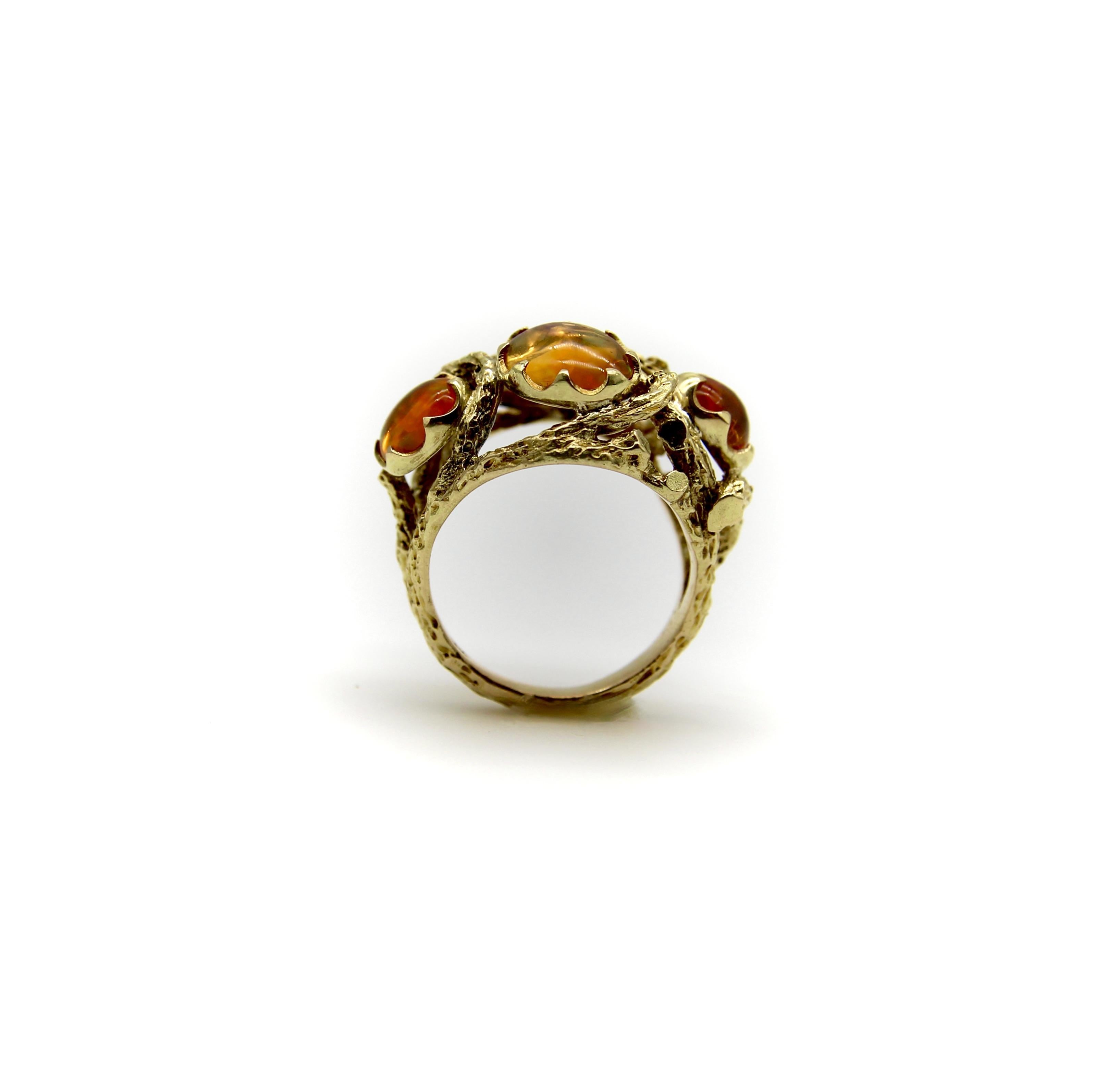 Vintage 14K Gold Fire Opal Briar Patch Ring For Sale 1