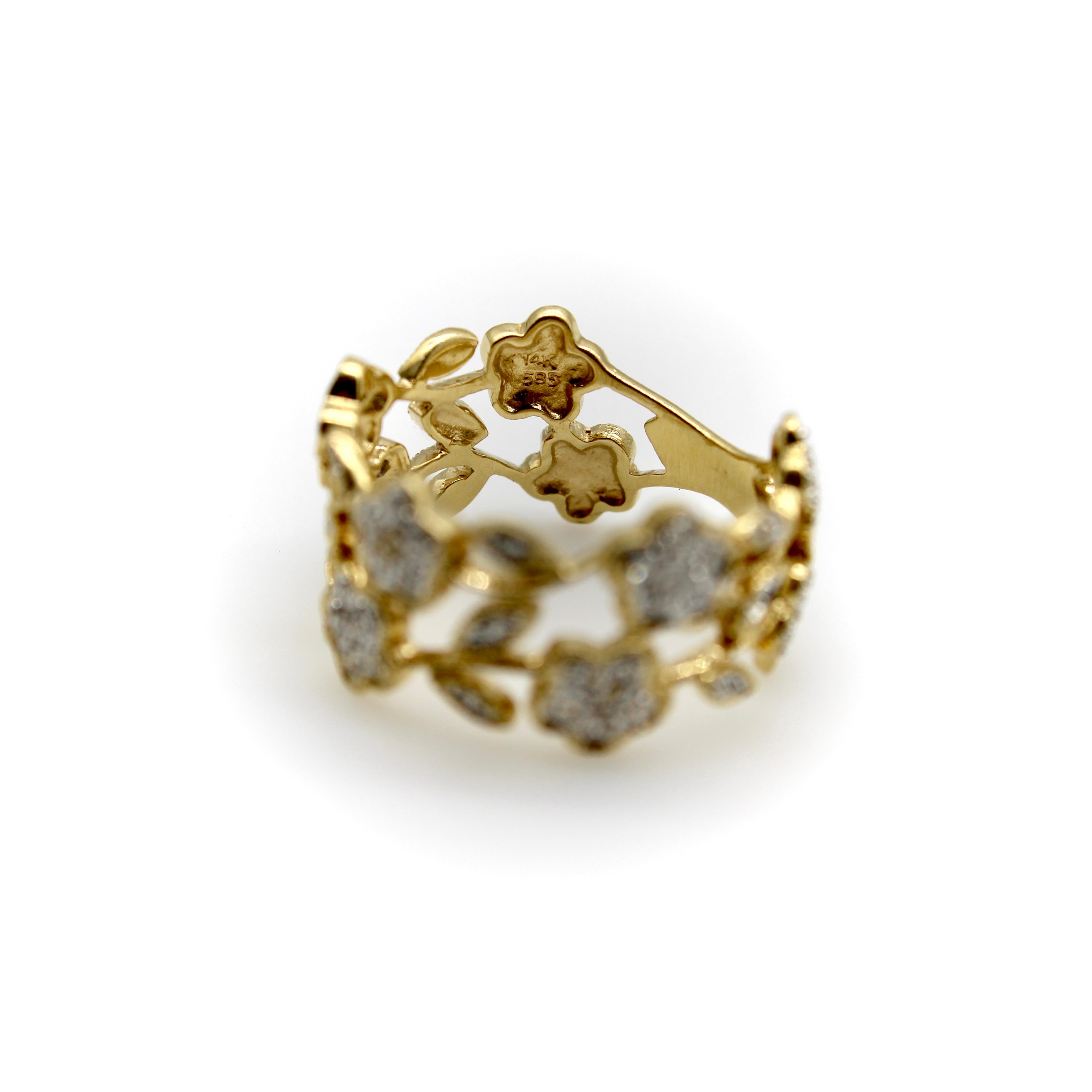 Vintage 14K Gold Blume filigranen Ring für Damen oder Herren im Angebot