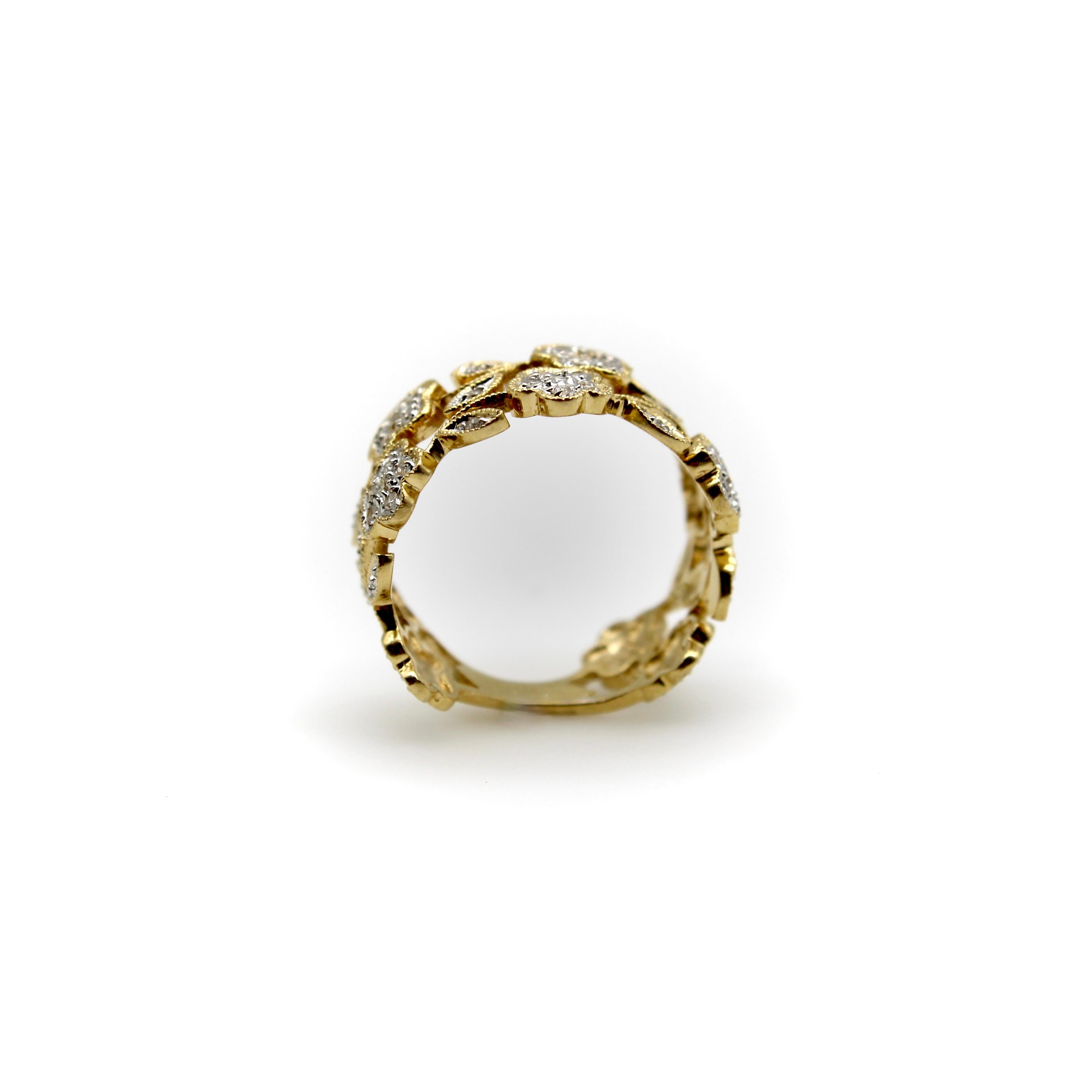 Vintage 14K Gold Blume filigranen Ring im Angebot 1