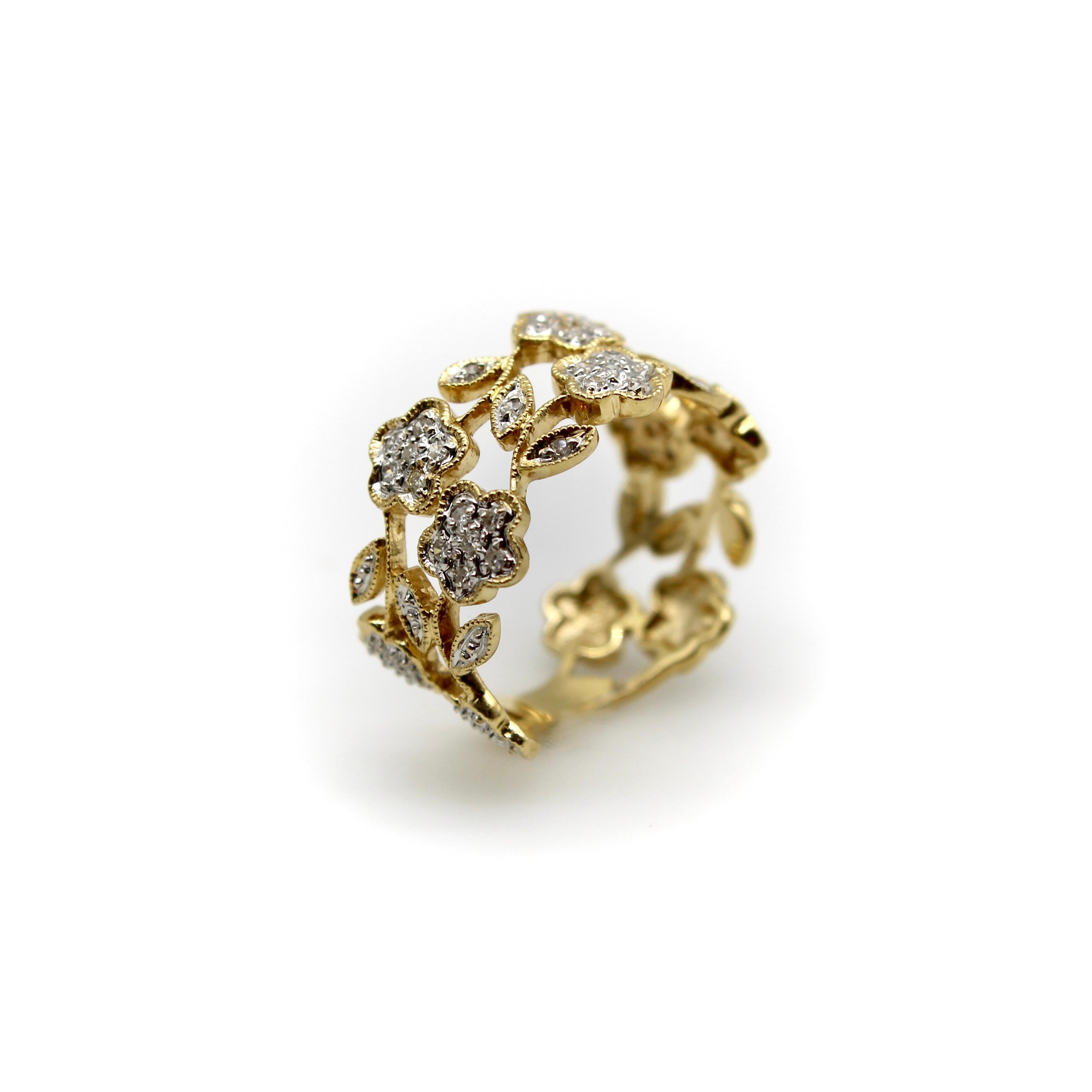 Vintage 14K Gold Blume filigranen Ring im Angebot 2