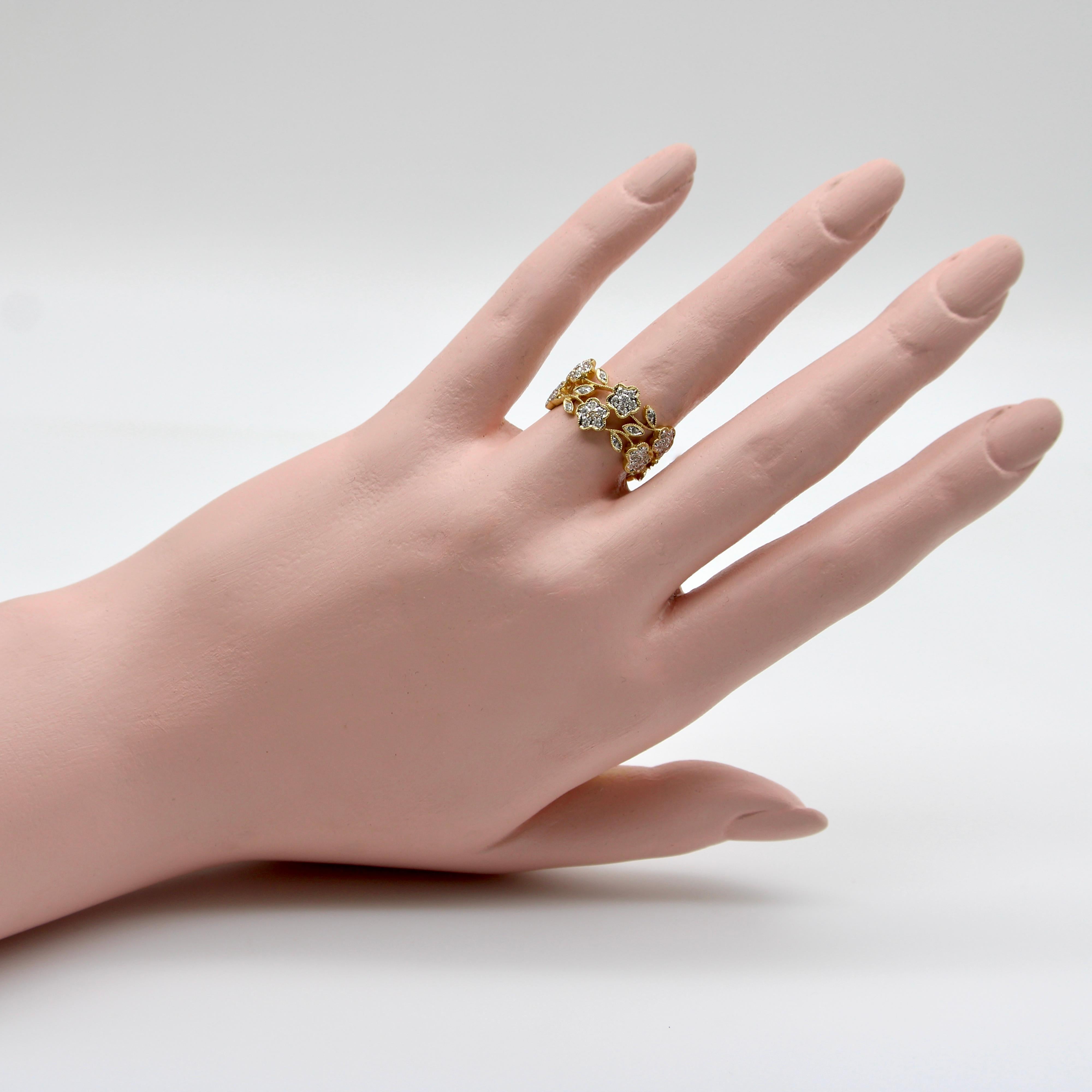 Vintage 14K Gold Blume filigranen Ring im Angebot 4