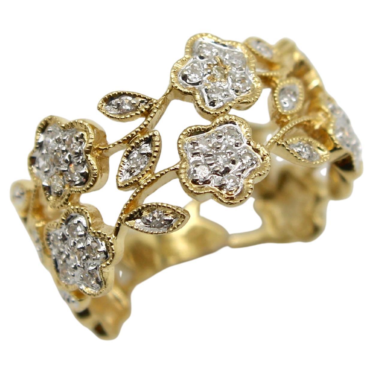 Vintage 14K Gold Blume filigranen Ring