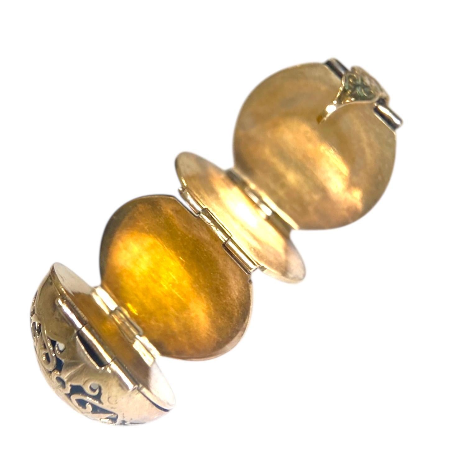 Vintage 14K Gold Folding Locket Orb Pendant For Sale 2