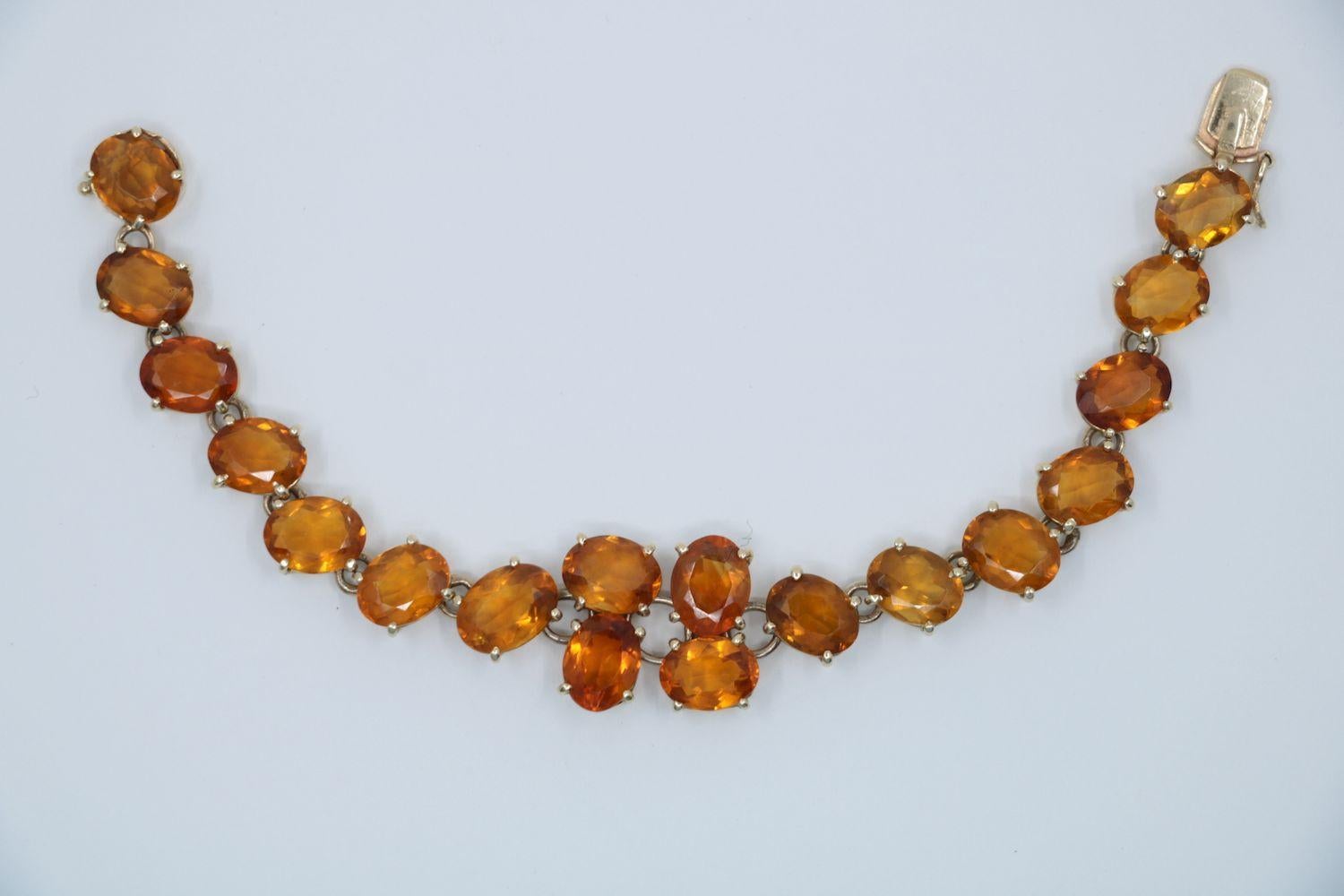 Women's or Men's Vintage 14K Gold Garnet Bracelet For Sale
