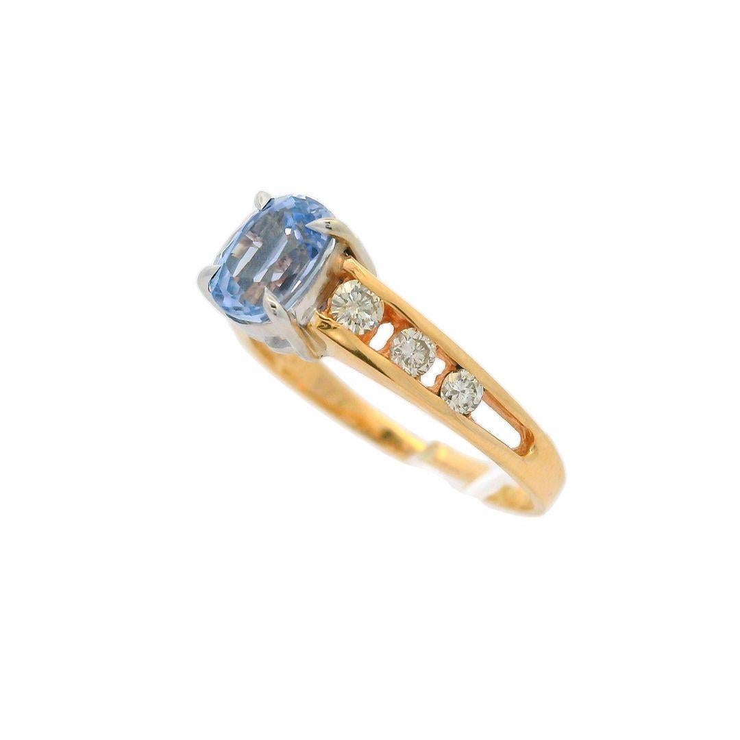 Vintage 14k Gold Gia 1.68ctw Icy Blue No Heat Sapphire & Diamond Ring For Sale 5