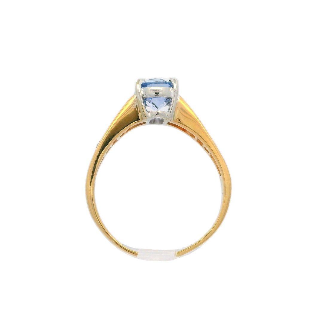 Vintage 14k Gold Gia 1.68ctw Icy Blue No Heat Sapphire & Diamond Ring For Sale 6