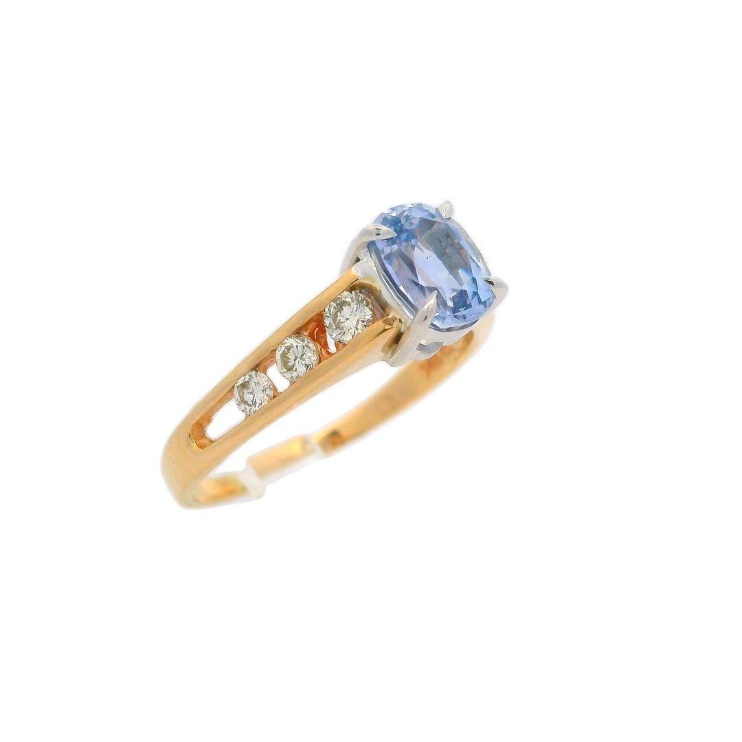 Vintage 14k Gold Gia 1.68ctw Icy Blue No Heat Sapphire & Diamond Ring For Sale 4