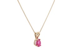 Vintage 14k Gold GIA .93ct Burma No Heat Pear Ruby Tear Drop Pendant Necklace
