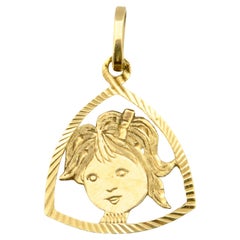 Vintage 14K Gold Girl Charm Pendant