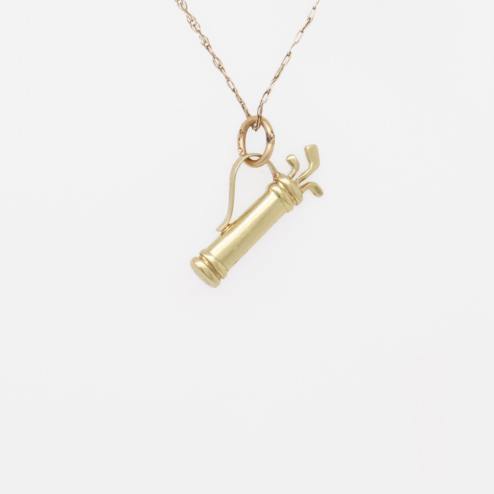 Vintage 14K Gold Golf Caddy Bag Charm for a Charm Bracelet For Sale 4