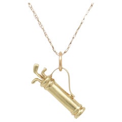 Vintage 14K Gold Golf Caddy Bag Charm for a Charm Bracelet