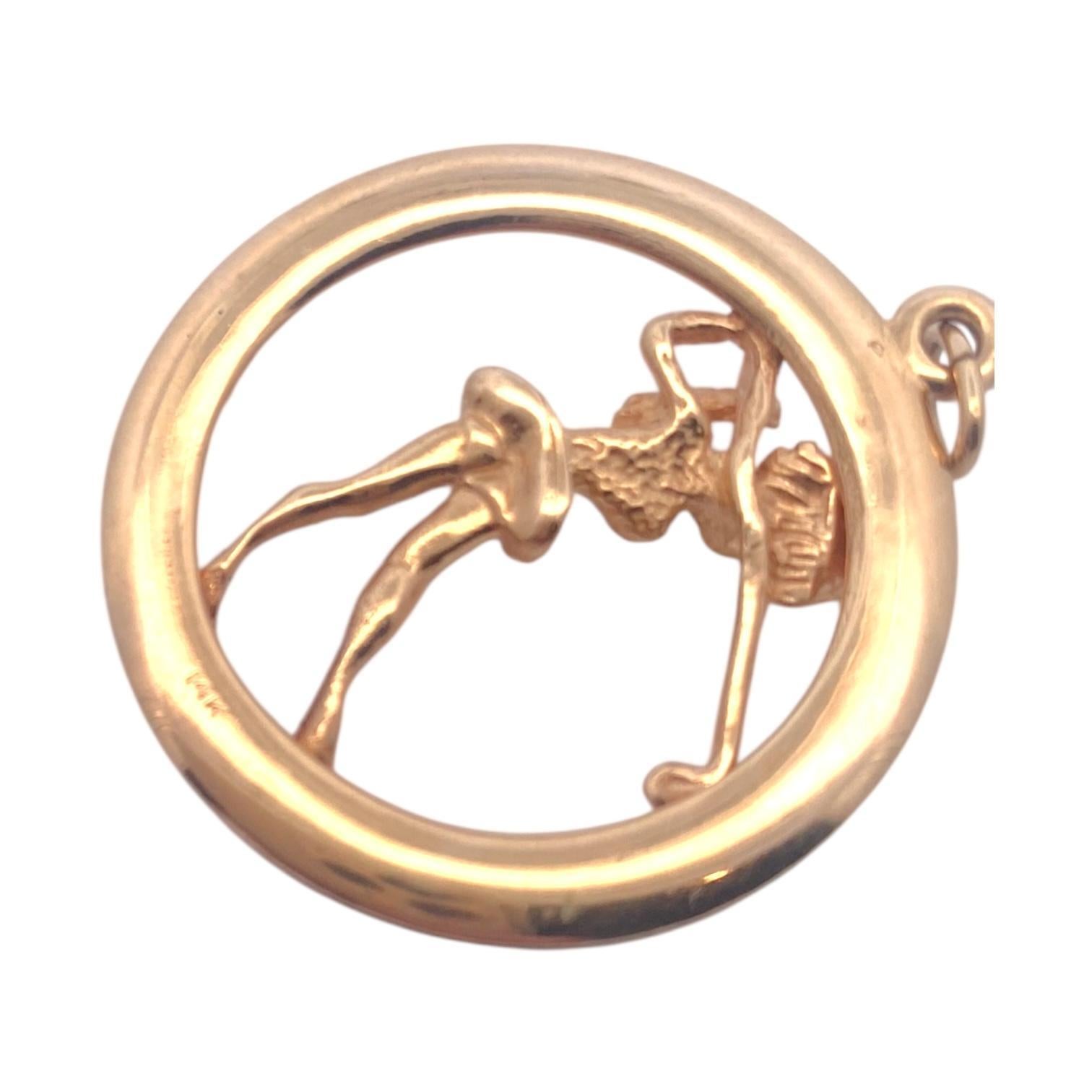 Ciondolo Charm Golfer in oro 14K Vintage In condizioni buone in vendita a Henderson, NV