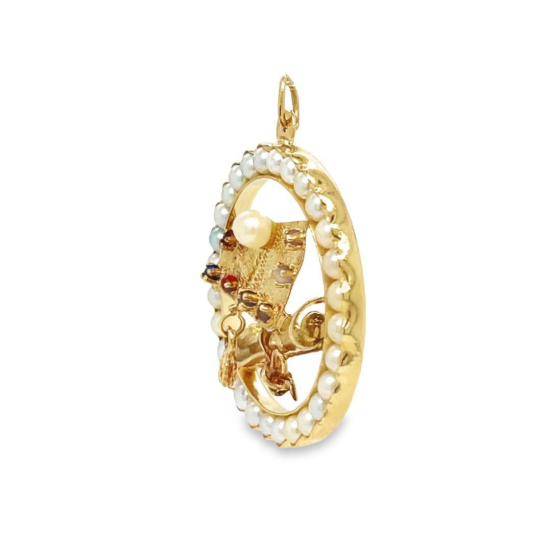 Pendentif en or 14K avec breloque pour bonnet et diplôme de fin d'études Excellent état - En vente à beverly hills, CA