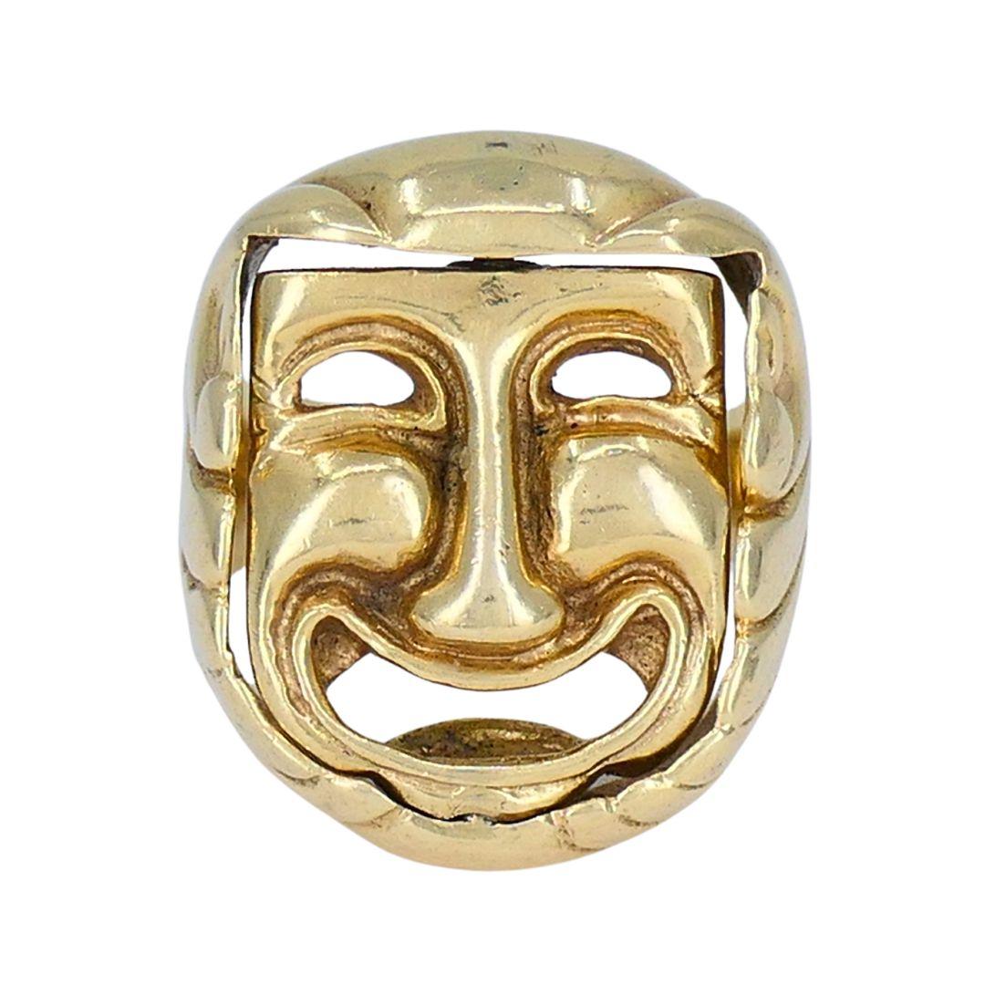 Anello Flip del Teatro Greco in oro 14k vintage In condizioni buone in vendita a Beverly Hills, CA
