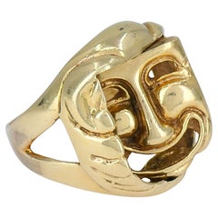 Vintage 14k Gold Greek Theater Flip Ring