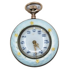 Vintage 14K Gold Guilloche Clock Pendant