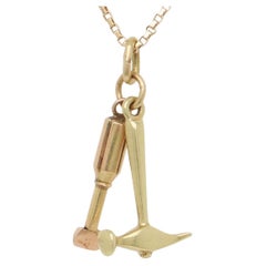 Vintage 14K Gold Hammer & Chisel Charm for a Charm Bracelet