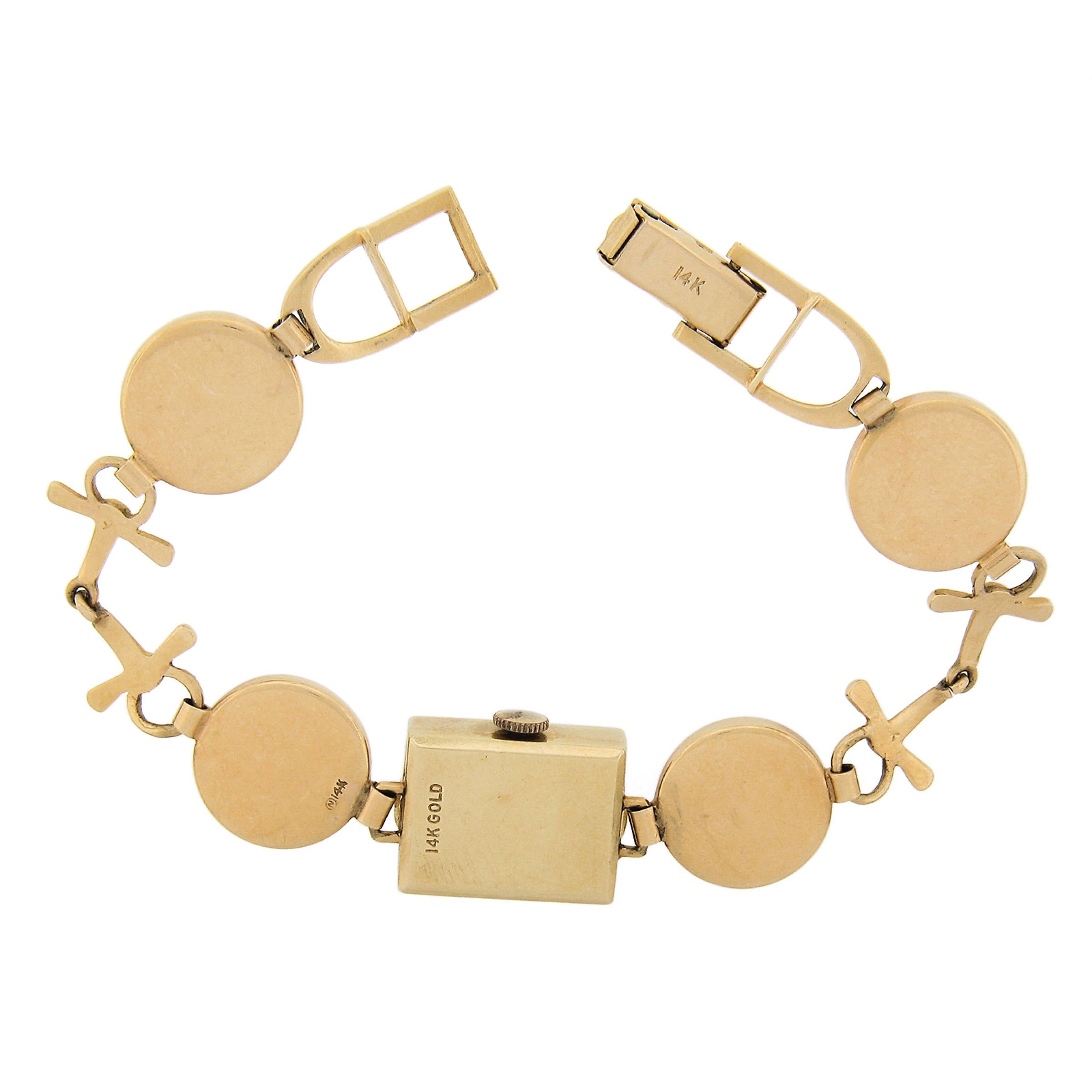 Vintage 14K Gold Handbemaltes Hunde-Uhrarmband mit umgekehrtem Intaglio aus Fuchspelz im Angebot 2