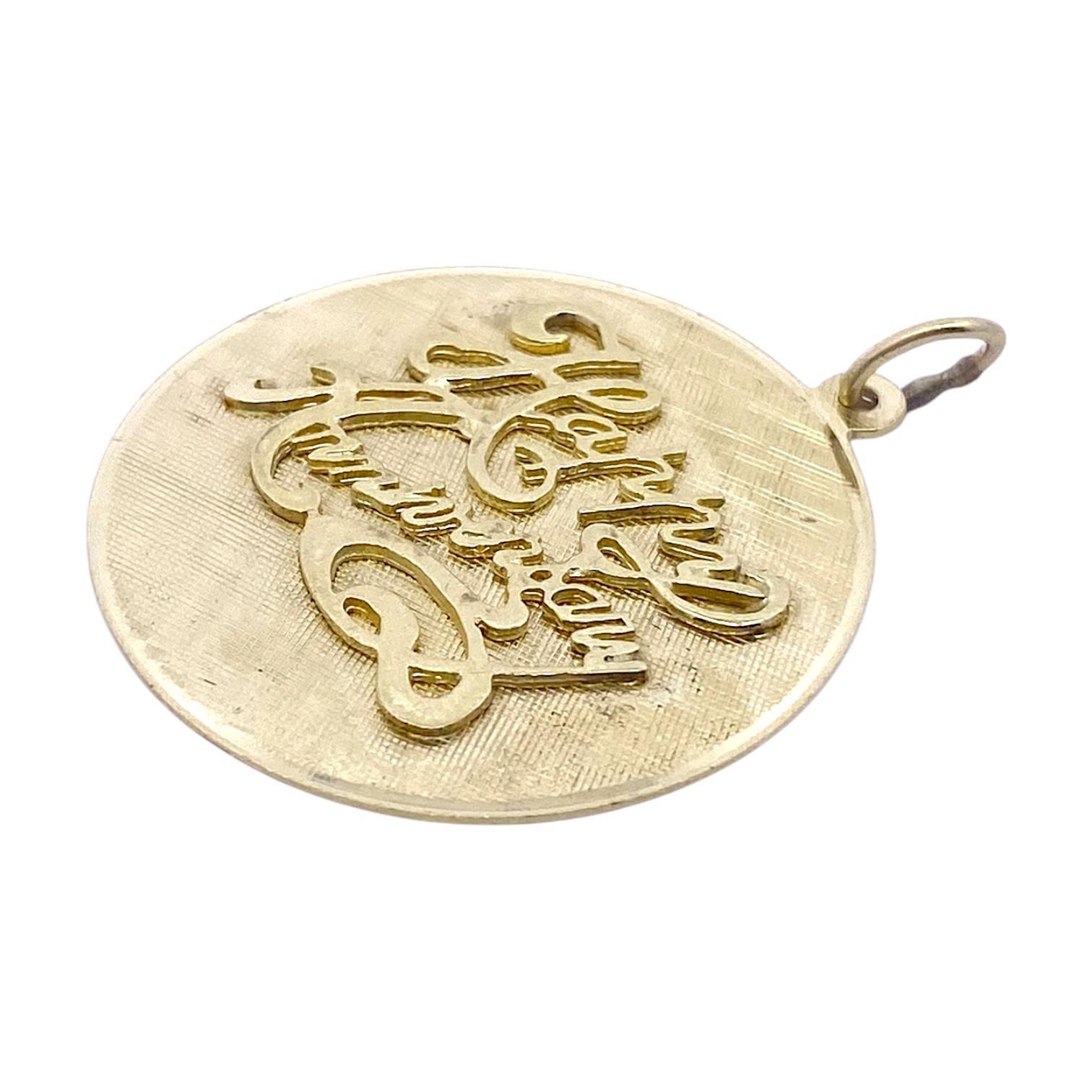 Women's Vintage 14K Gold Happy Anniversary Charm Pendant