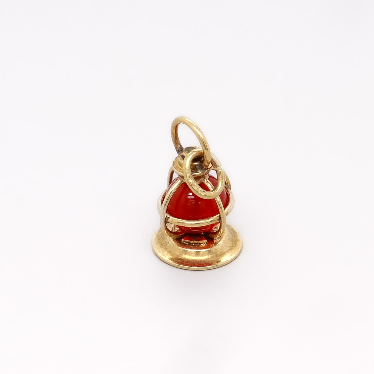 Vintage 14K Gold & Hardstone Bead Figural Lantern Charm for a Bracelet For Sale 8