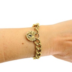 Vintage 14k Gold Heart Lock Link Bracelet