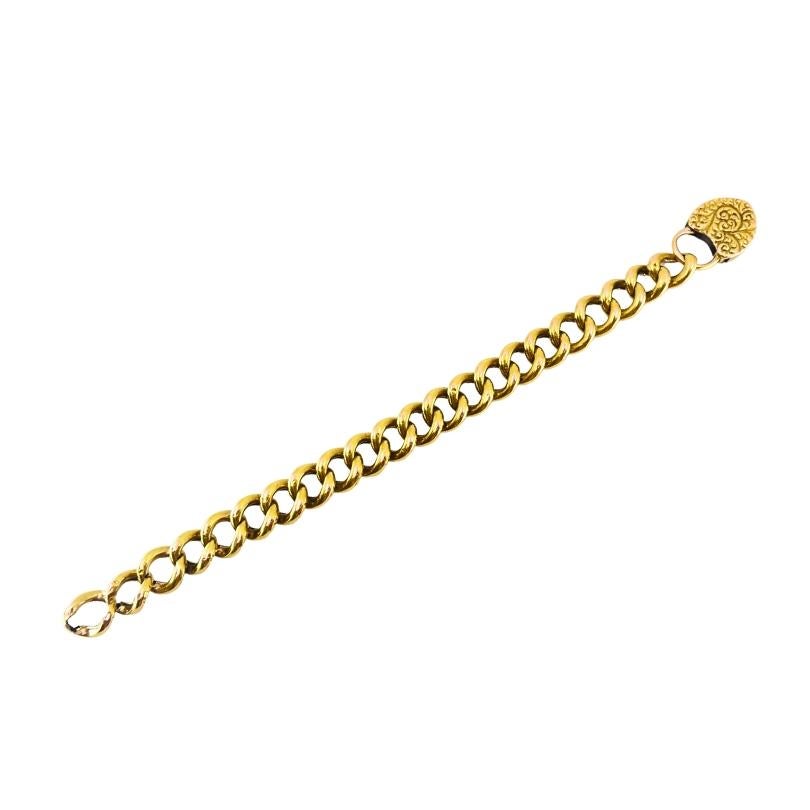 Vintage 14k Gold Heart Lock Link Bracelet en vente 1