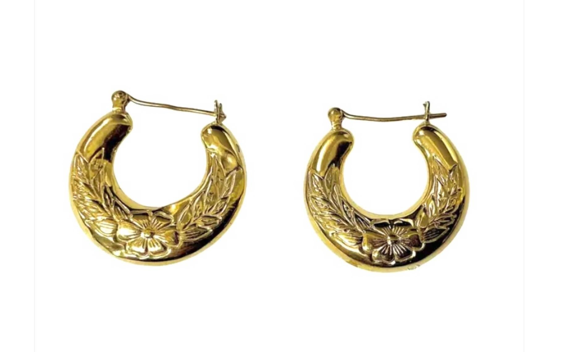 Modern Vintage 14K Gold Hoop Earrings For Sale