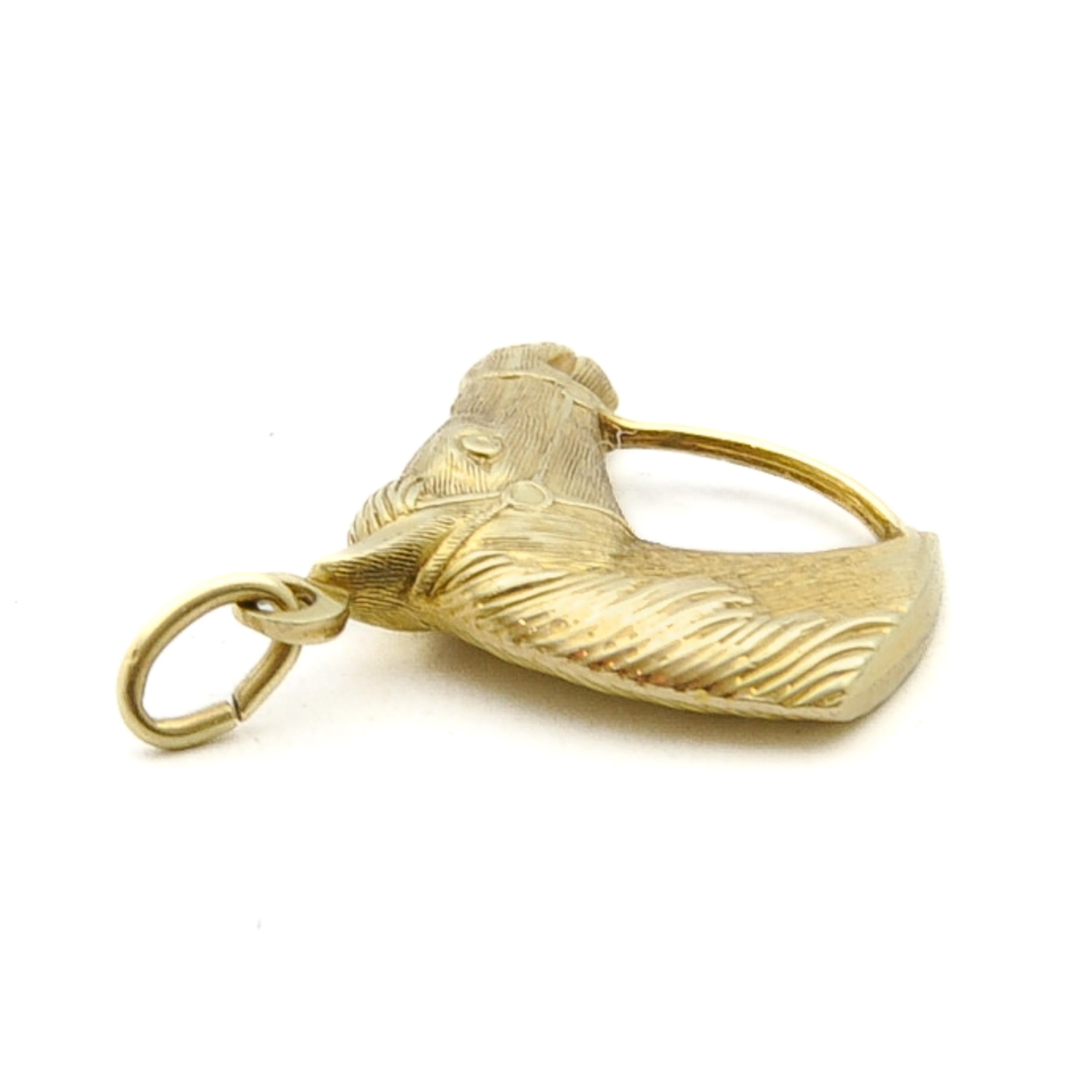 Vintage Pferdekopf Reiter 14K Gold Charm Anhänger 3