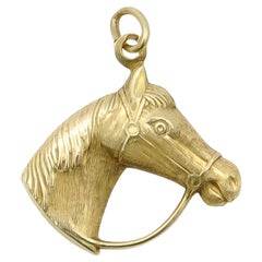 Vintage Horse Head Equestrian 14K Gold Charm Pendant