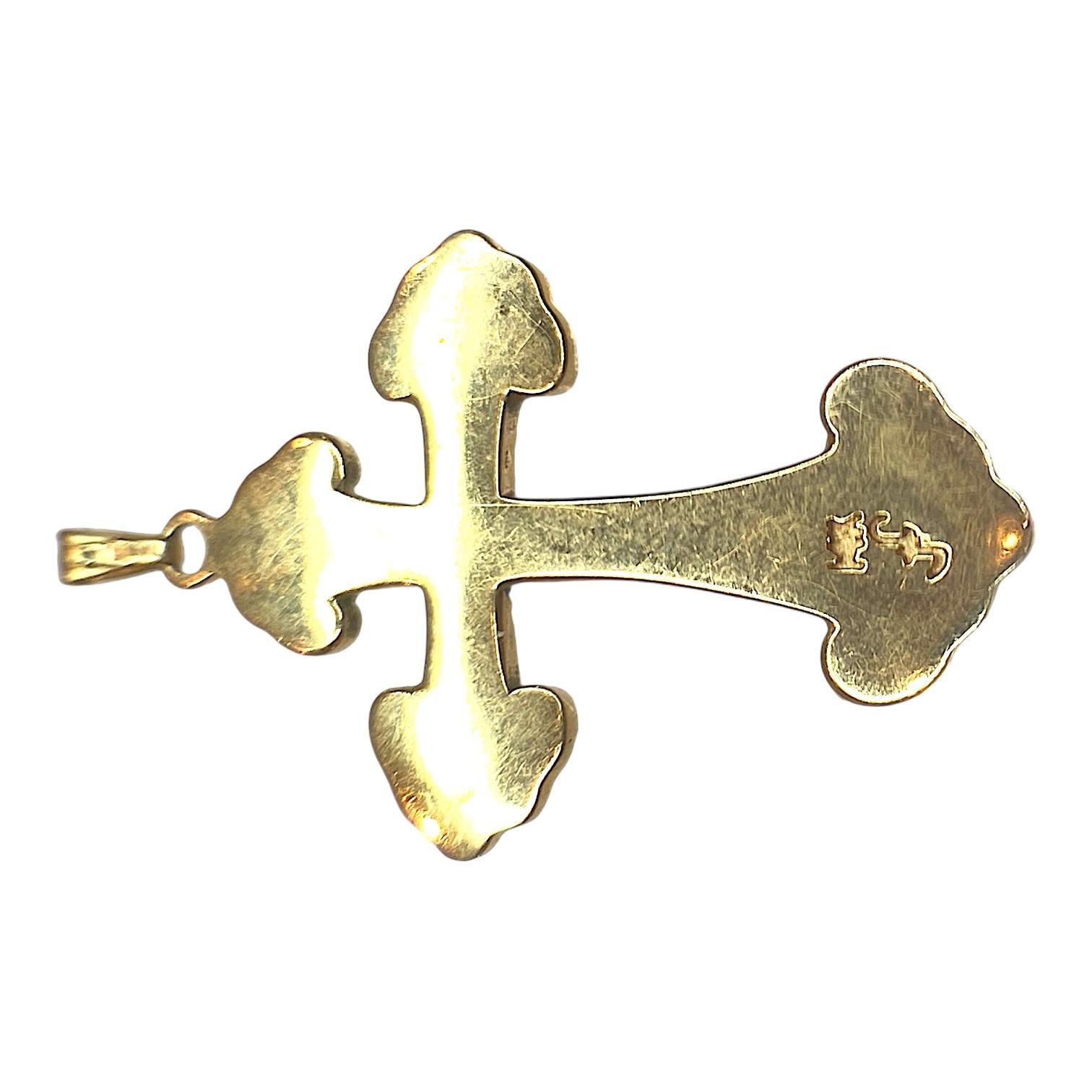 Vintage 14K Gold Inlay Opal Cross Pendant 1