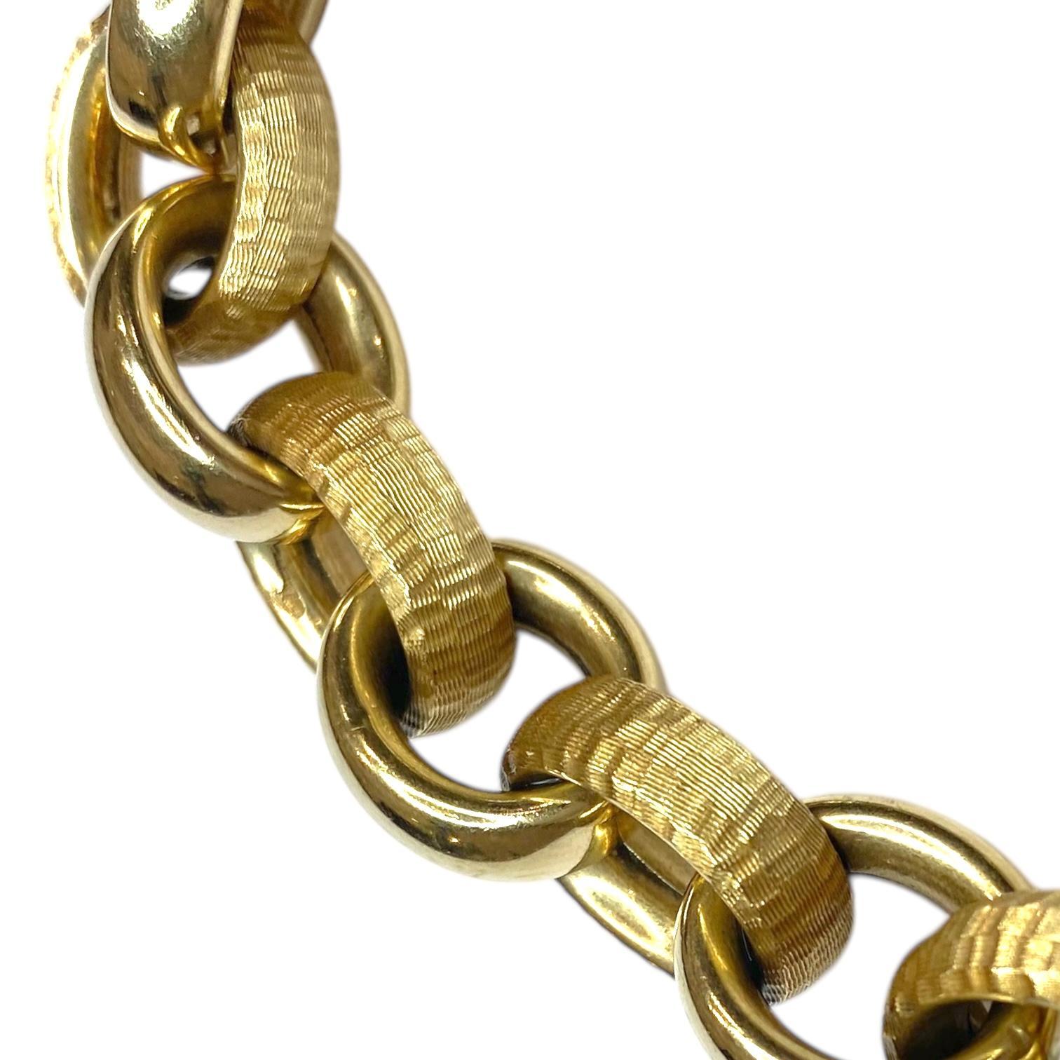 Vintage 14K Gold Italian Oval Links Bracelet In Good Condition In Henderson, NV