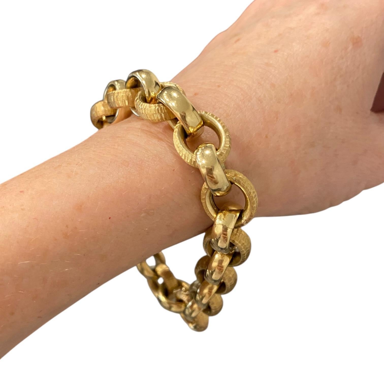 Vintage 14K Gold Italian Oval Links Bracelet 2