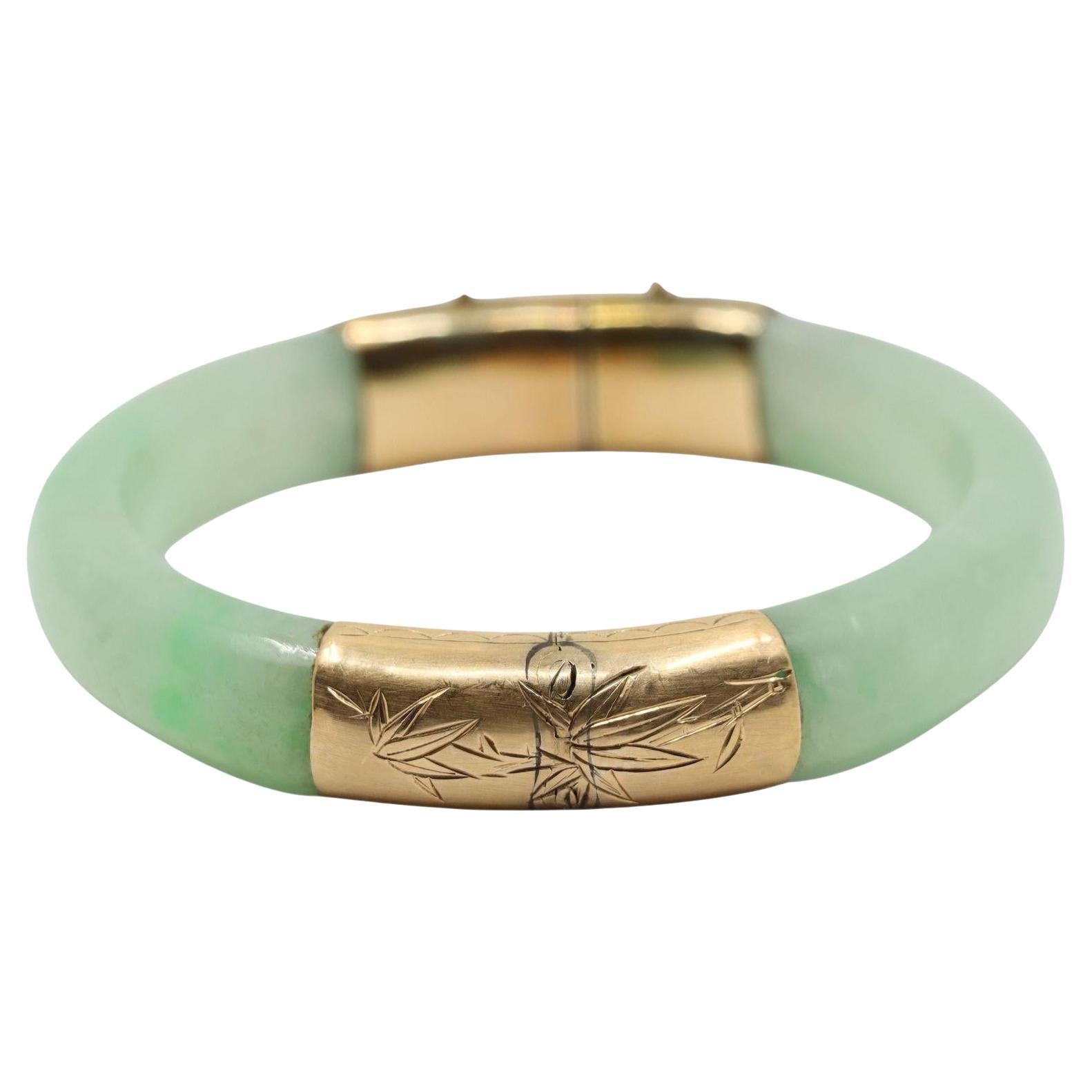 Vintage 14K Gold Jade Bracelet