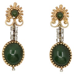 Vintage 14K Gold Jade Drop Earring
