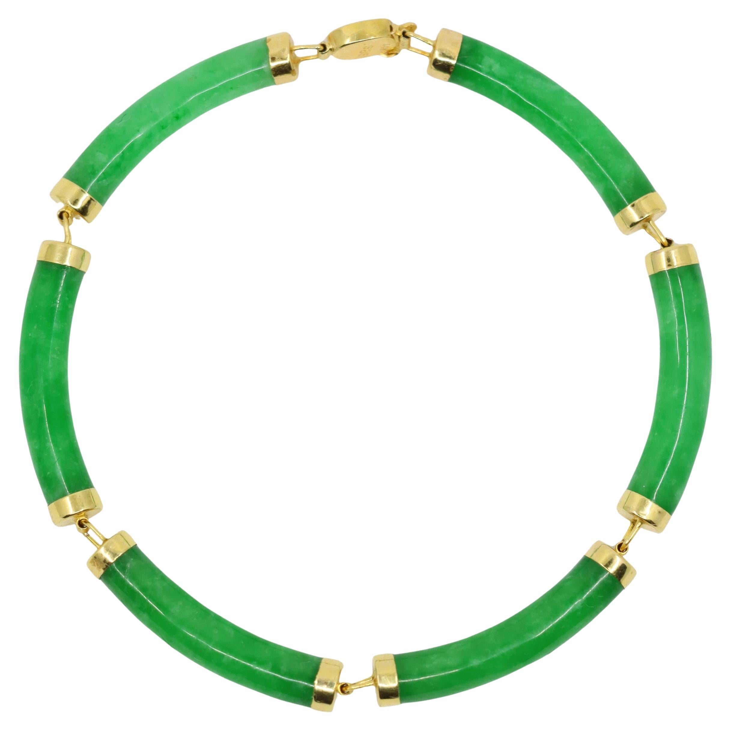 By Vintage 14K Gold Jadeite Bracelet en vente