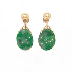 Vintage 14K Gold & Jadeite Screwback Earrings