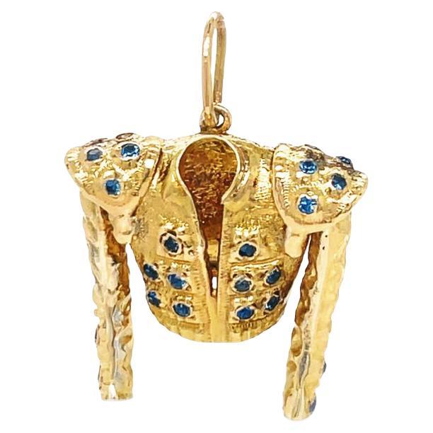 Vintage 14K Gold Jeweled Matador Jacket 3D Charm Pendant For Sale