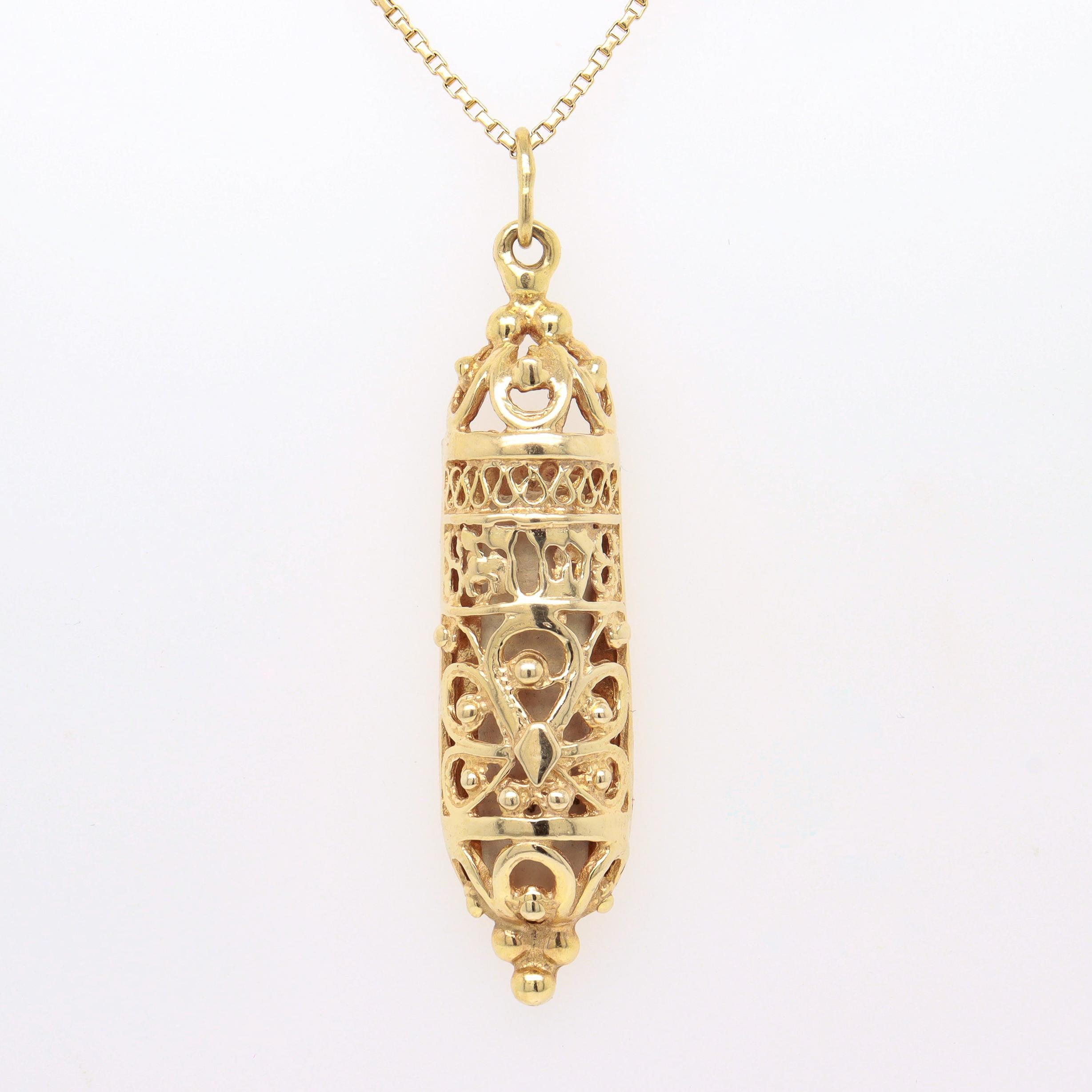 Women's or Men's Vintage 14K Gold Judaica Mezuzah Charm
