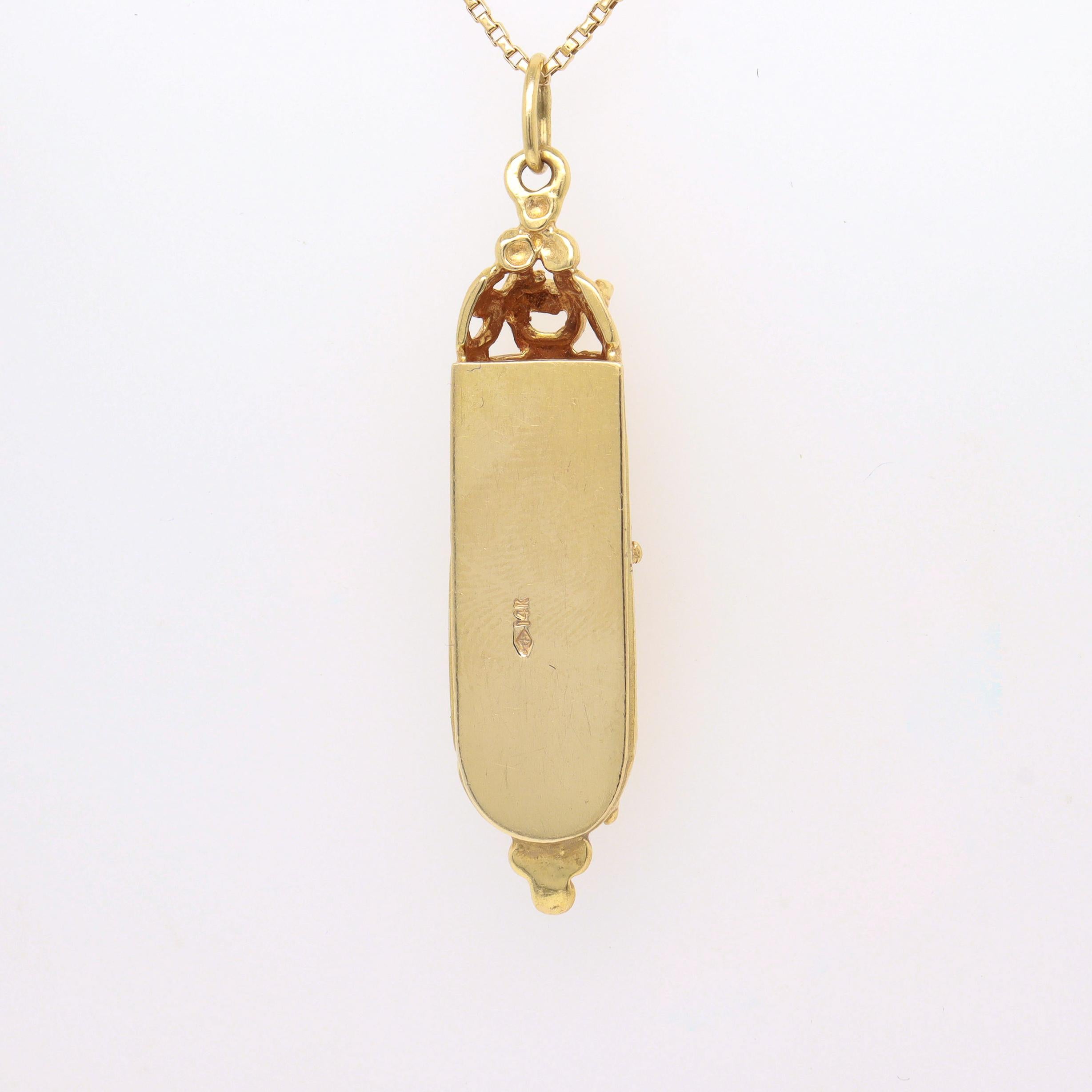 Vintage 14K Gold Judaica Mezuzah Charm 1