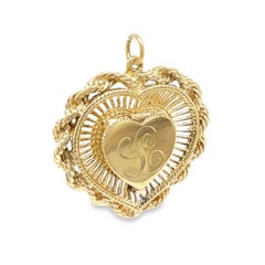 Vintage 14k Gold "L" Heart Photo Locket Charm Pendant