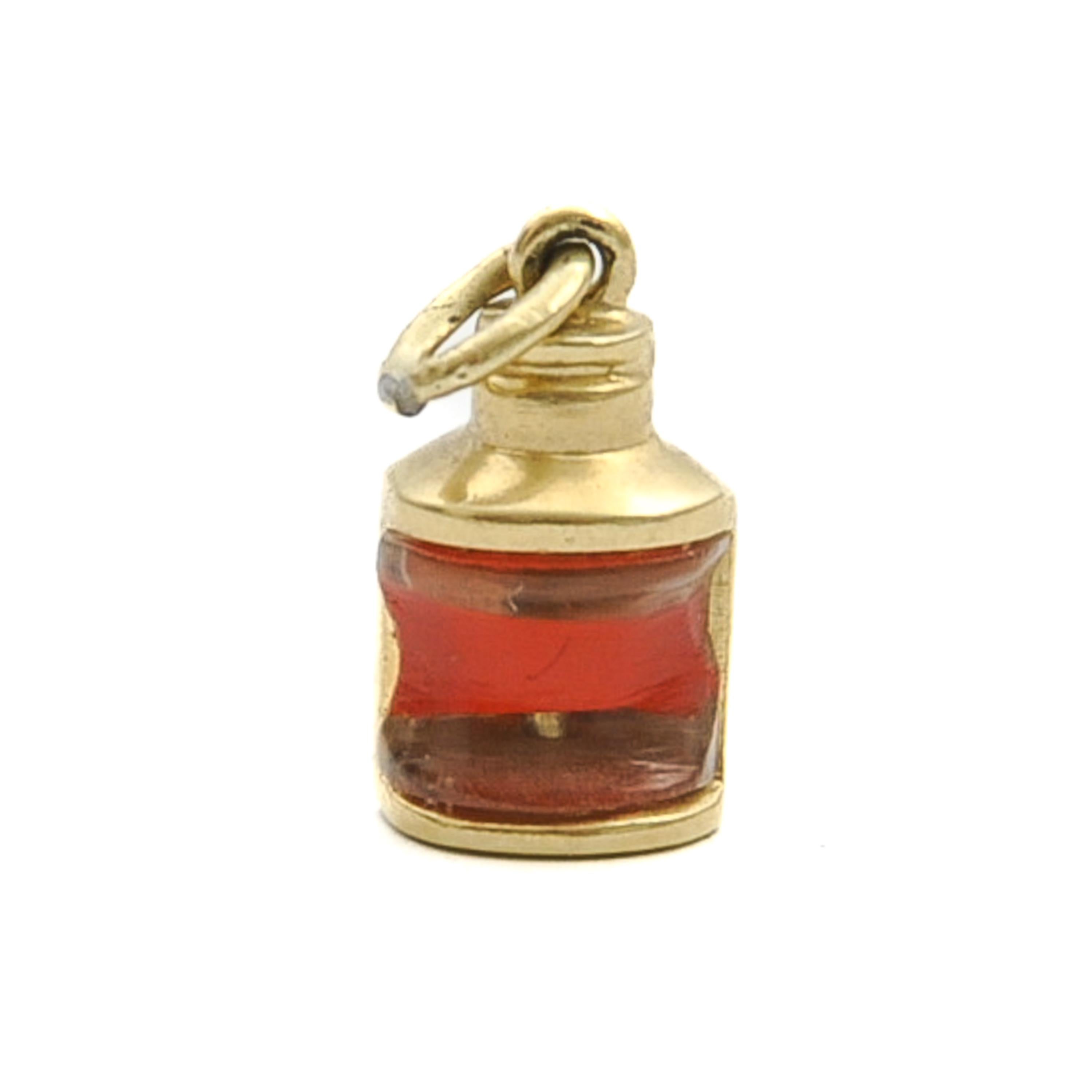 Women's or Men's Vintage 14K Gold Lantern Charm Pendant For Sale