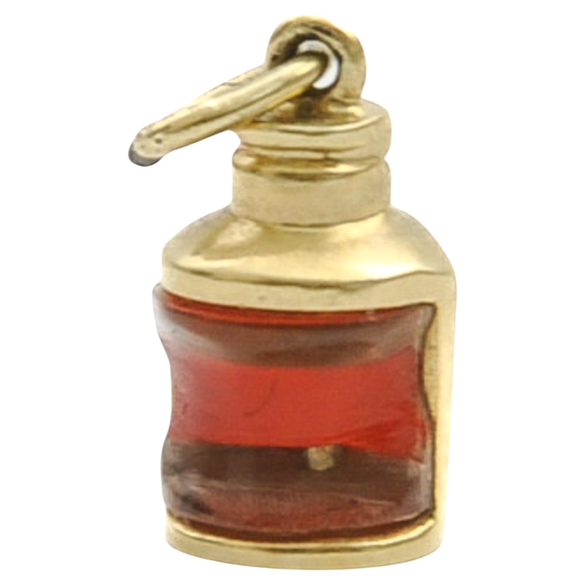 Vintage 14K Gold Lantern Charm Pendant For Sale