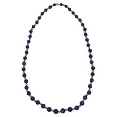 Vintage 14K Gold Lapis Beads Necklace