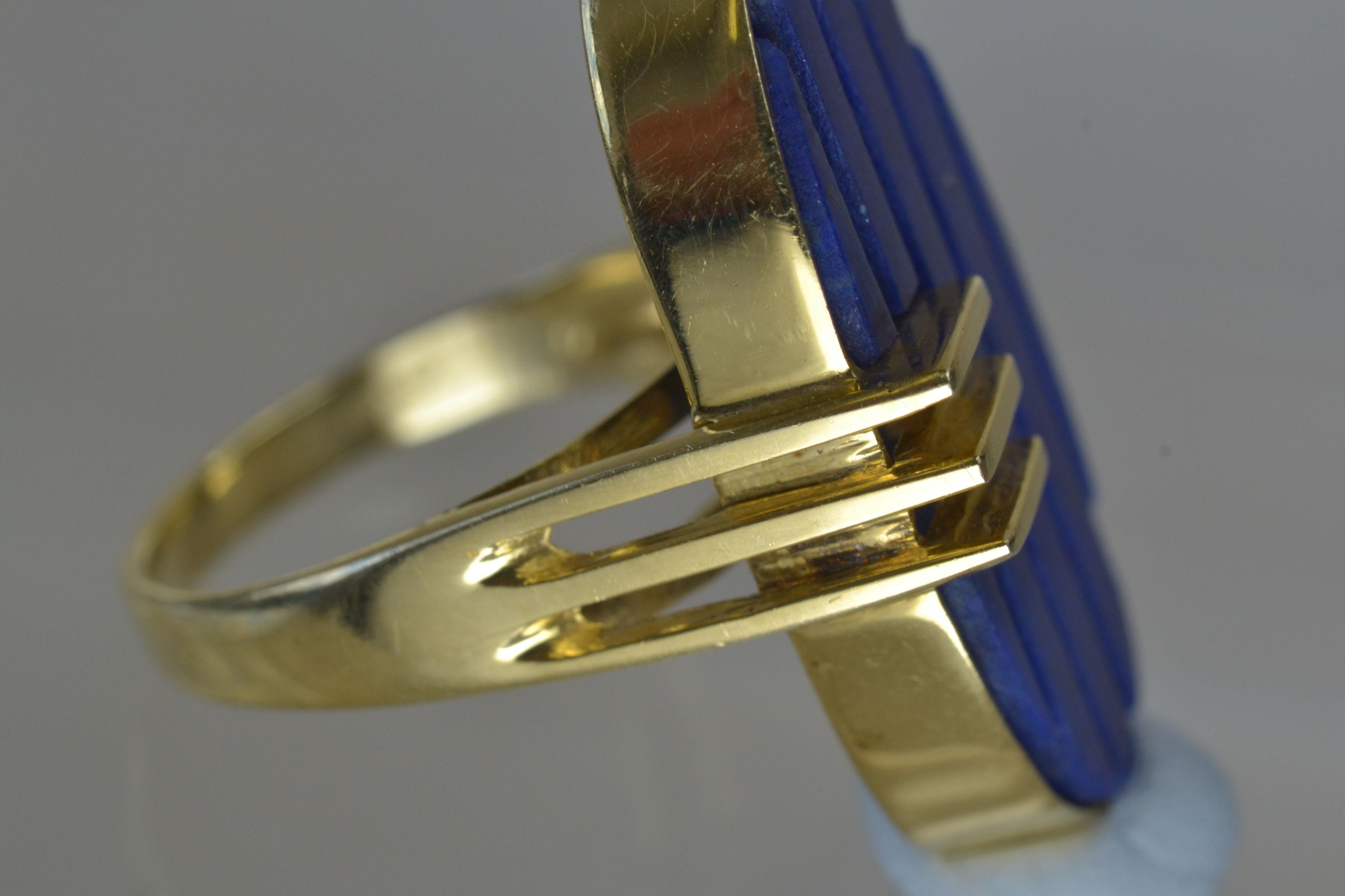 Ovaler Ring aus 14 Karat Gold mit Lapislazuli, Unikat Damen im Angebot