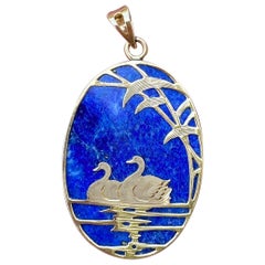 Vintage 14K Gold Lapis Lazuli Pendant